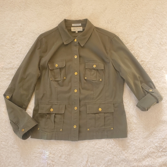 JONES NEW YORK Women's Army Green Jacket with Snap Buttons. Size Large. - Picture 6 of 6
